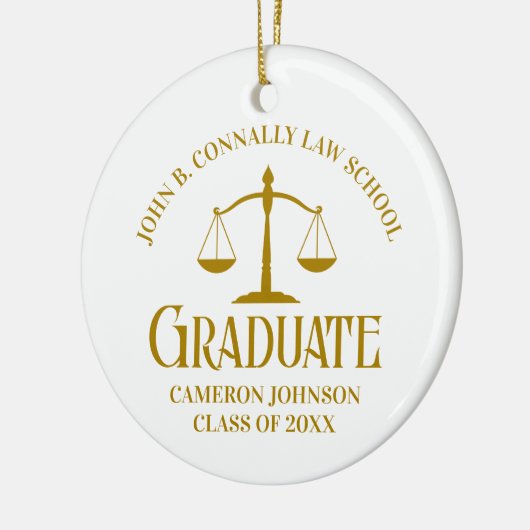 Chic Gold Law School Afstuderen Kerst Keramisch Ornament (Links)