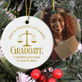 Chic Gold Law School Afstuderen Kerst Keramisch Ornament