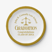 Chic Gold Law School Custom Graduation Party Papieren Bordje (Voorkant)