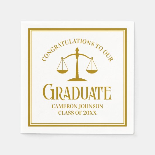 Chic Gold Law School Custom Graduation Party Servet (Voorkant)