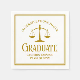 Chic Gold Law School Custom Graduation Party Servet