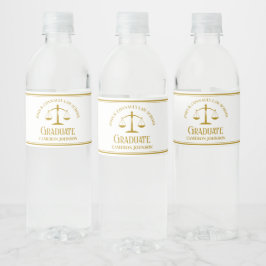 Chic Gold Law School Custom Graduation Party Waterfles Etiket