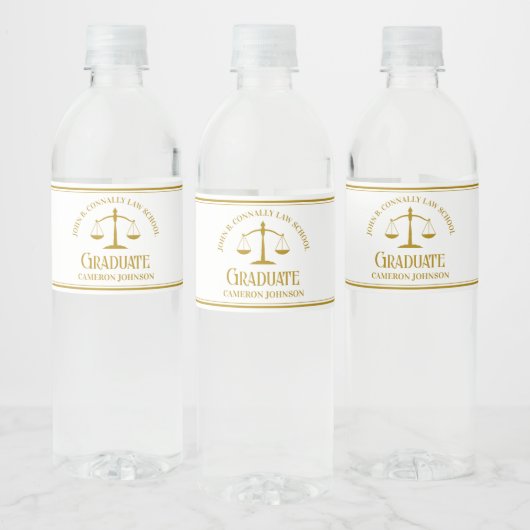 Chic Gold Law School Custom Graduation Party Waterfles Etiket (Flessen)