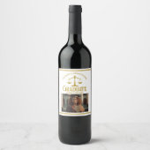 Chic Gold Law School Foto Custom Graduation Party Wijn Etiket (Voorkant)