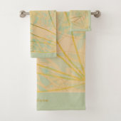 Chic Gold Leaf Aqua Pink Bad Handdoek (Insitu)