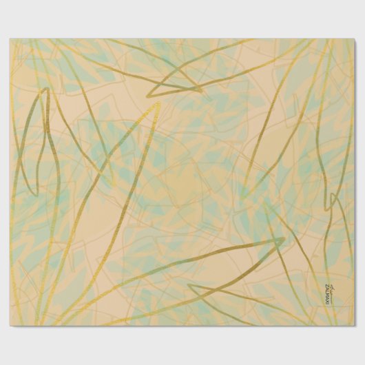 Chic Gold Leaf Aqua Pink Cadeaupapier (Vlak)