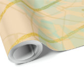 Chic Gold Leaf Aqua Pink Cadeaupapier (Rol Hoek)