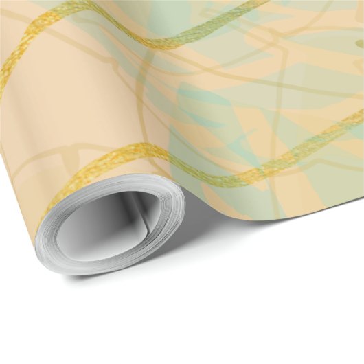 Chic Gold Leaf Aqua Pink Cadeaupapier (Rol Hoek)