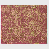 Chic Gold Leaf Burgundy Classic Pattern Cadeaupapier (Vlak)