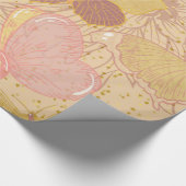 Chic Gold Leaf en Butterfly Pink Background Cadeaupapier (Hoek)