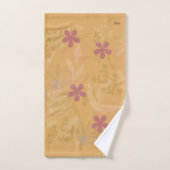 Chic Gold Leaf Flower Peach Violet Patroon Bad Handdoek (Handdoek)