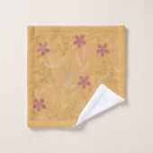 Chic Gold Leaf Flower Peach Violet Patroon Bad Handdoek (Wasdoekje)