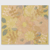Chic Gold Leaf Violet Floral achtergrond Cadeaupapier (Vlak)
