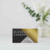 Chic Gold Leather Glass Moderne Art Visitekaartje (Staand voorkant)