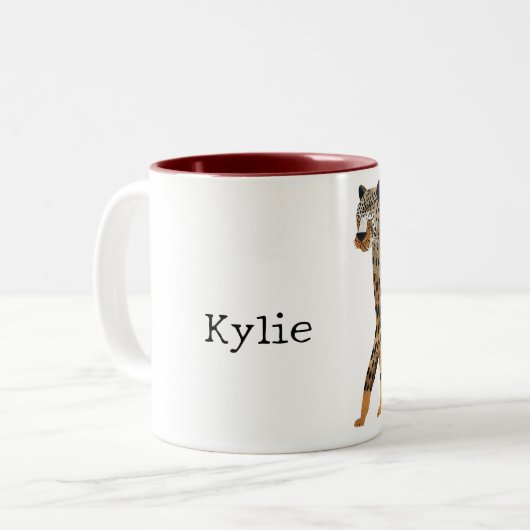 Chic Gold Leopard Cat Tweekleurige Koffiemok (Voorkant links)