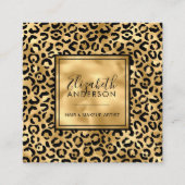 Chic Gold Leopard Print Mode Moderne Vierkante Visitekaartje (Voorkant)
