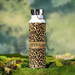 Chic Gold Leopard-printer op maat Waterfles