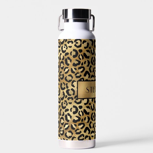 Chic Gold Leopard-printer op maat Waterfles (Voorkant)
