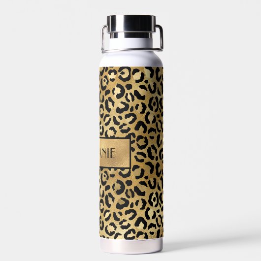 Chic Gold Leopard-printer op maat Waterfles (Achterkant)