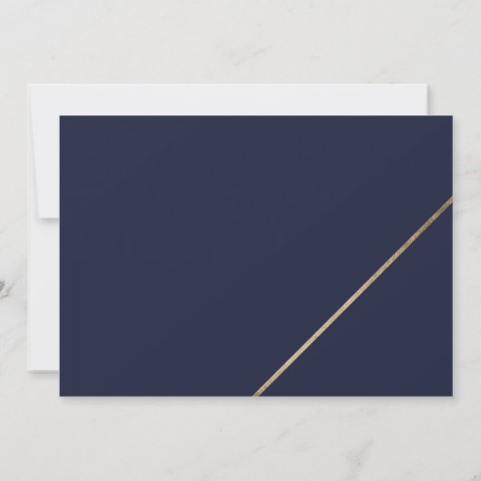 Chic gold lijst script navy blue save the date (Achterkant)