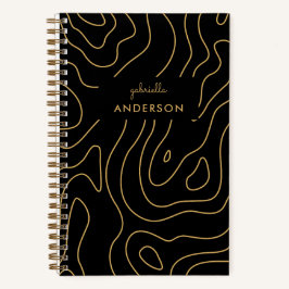 Chic Gold Line Topografie & Script Naam Monogram Notitieboek