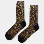 Chic Gold Linework Pattern Socks – Add Your Text Sokken (Links)