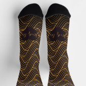 Chic Gold Linework Pattern Socks – Add Your Text Sokken (Top)