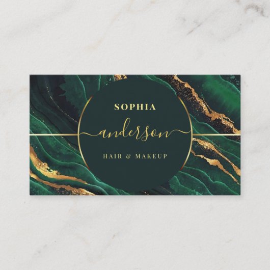 Chic Gold Logo cirkel en donkergroene grijs glitte Visitekaartje (Voorkant)