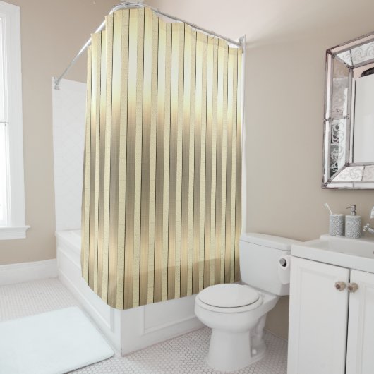 Chic Gold Look Verticale Strepen Douchegordijn (In situ)