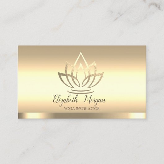 Chic Gold Lotus Flower Yoga Instructor Visitekaartje (Voorkant)
