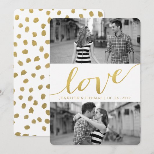 CHIC GOLD LOVE | BEWAREN VAN DE DATUM SAVE THE DATE (Voorkant / Achterkant)