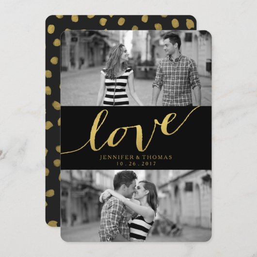 CHIC GOLD LOVE | BEWAREN VAN DE DATUM SAVE THE DATE (Voorkant / Achterkant)