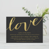 CHIC GOLD LOVE BLACK WEDDING INVITATION KAART (Staand voorkant)