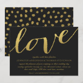 CHIC GOLD LOVE BLACK WEDDING INVITATION KAART (Voorkant / Achterkant)
