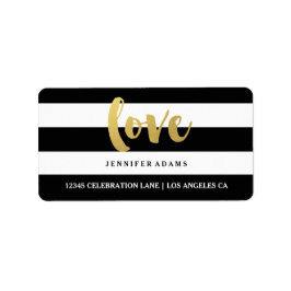Chic Gold LOVE | Zwarte streep Adresetiketten Etiket