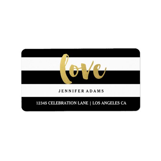 Chic Gold LOVE | Zwarte streep Adresetiketten Etiket (Voorkant)