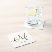 Chic Gold M Monogram Script Name Weduwdate Kartonnen Onderzetters (Insitu)