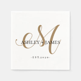 Chic Gold M Monogram Script Name Weduwdate Servet