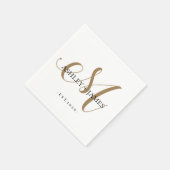 Chic Gold M Monogram Script Name Weduwdate Servet (Hoek)