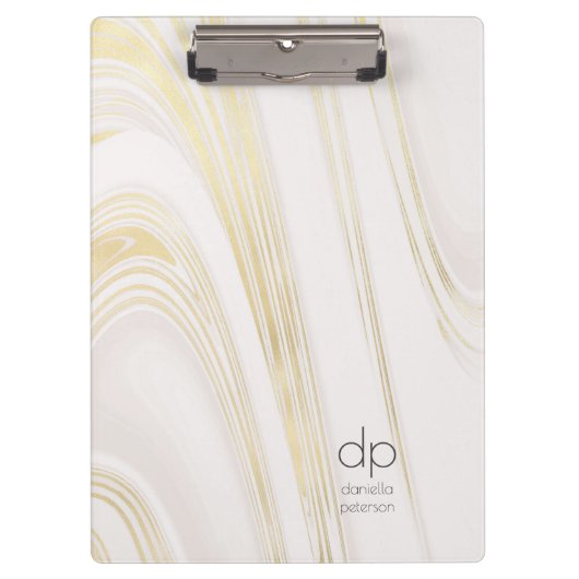 Chic Gold Marble Modern Name and Initialen Klembord (Voorkant)