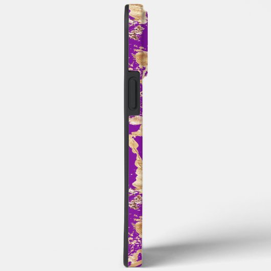 Chic Gold Marble paars Aangepast monogram Case-Mate iPhone Case (Achterkant / Rechts)