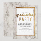 Chic Gold & Marble Typography Afstudeerfeest Kaart (Voorkant / Achterkant)