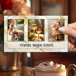 Chic Gold Marble Wedding Planner Foto Visitekaartje
