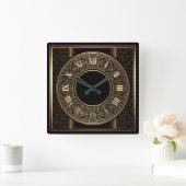 Chic Gold Medallion 2 Vierkante Klok (Huis)