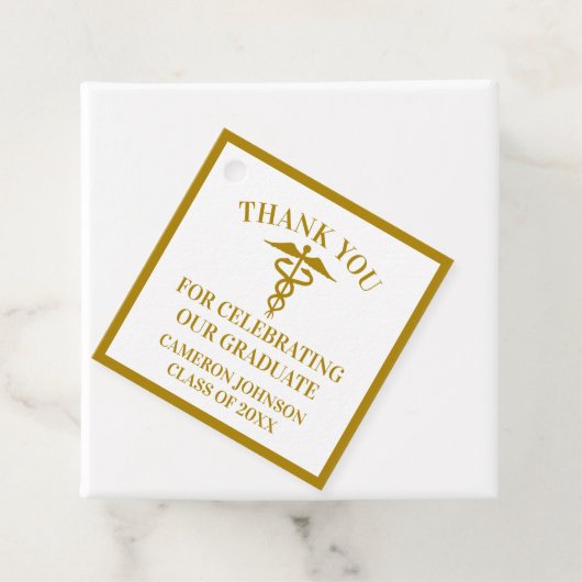 Chic Gold Medical School Afstudeerfeest Bedankjes Labels (In situ)