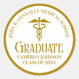 Chic Gold Medical School Afstudeerfeest Ronde Sticker
