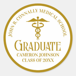 Chic Gold Medical School Afstudeerfeest Ronde Sticker