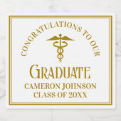 Chic Gold Medical School Afstudeerfeest Sparkling Wijnetiket (Enkel label)