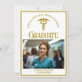 Chic Gold Medical School Afstuderen Foto Aankondiging (Voorkant)