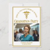 Chic Gold Medical School Afstuderen Fotofeest Kaart (Voorkant)